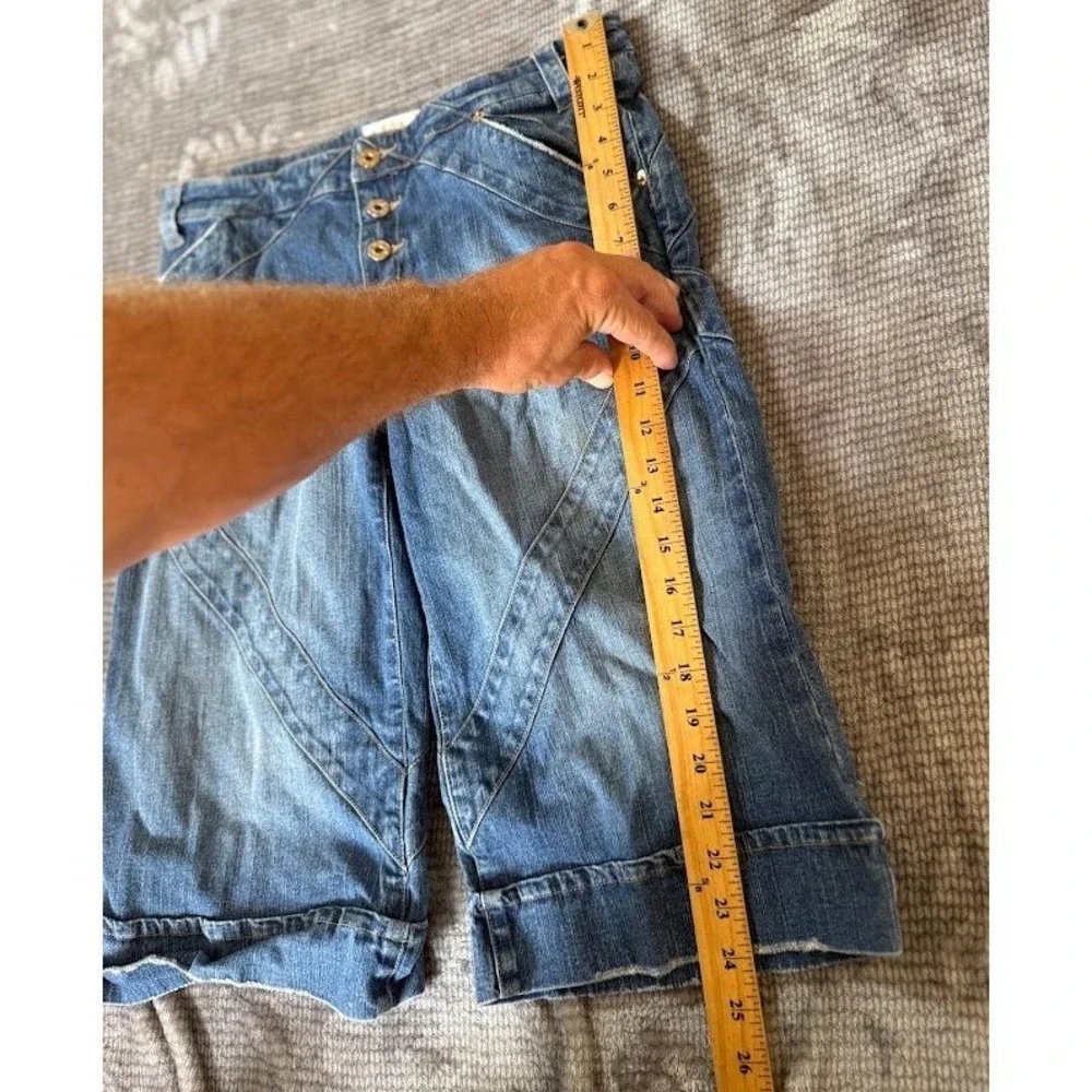 Baby Phat Vintage Y2K Denim Long Shorts Medium Wash Embroidered Cat Logo 32X16.